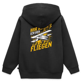 Helikopter Hubschrauber Spruch Abheben Flugzeug He - Kinder Premium Organic Zip Hoodie - Schwarz - Hinten - AI Model Kid Male (0cm)