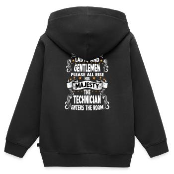 Technicien T drôle de technicien de motif - Sweat Premium à capuche zippé enfant bio - noir - Dos - AI Model Kid Male (0cm)