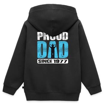 Proud Dad Since 1977 - Kinder Premium Organic Zip Hoodie - Schwarz - Hinten - AI Model Kid Male (0cm)