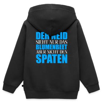 Neid Blumenbeet Spaten - Kinder Premium Organic Zip Hoodie - Schwarz - Hinten - AI Model Kid Male (0cm)
