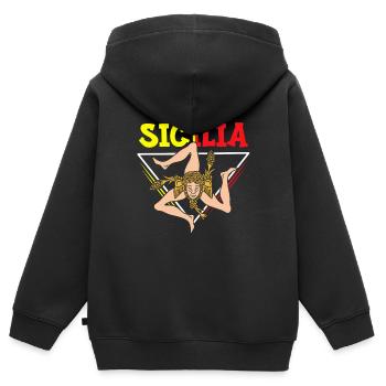 Sizilien flagge Sizilien Palermo Italien - Kinder Premium Organic Zip Hoodie - Schwarz - Hinten - AI Model Kid Male (0cm)