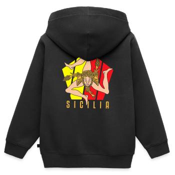 Sizilien flagge Sizilien Palermo Italien - Kinder Premium Organic Zip Hoodie - Schwarz - Hinten - AI Model Kid Male (0cm)