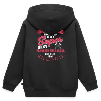 Floor layers - Kids Premium Organic Zip-up Hoodie - black - Back - AI Model Kid Male (0cm)