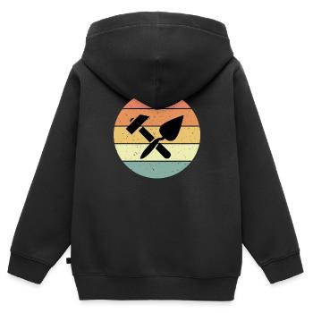 Handwerker Hammer Und Kelle - Kinder Premium Organic Zip Hoodie - Schwarz - Hinten - AI Model Kid Male (0cm)