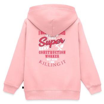 Construction Worker Gift - Kids Premium Organic Zip-up Hoodie - rose - Back - AI Model Kid Female (0cm)
