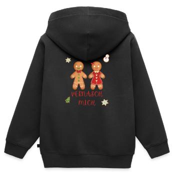 Frohe Weihnachten - Lebkuchen - Vernasch mich - Kinder Premium Organic Zip Hoodie - Schwarz - Hinten - AI Model Kid Male (0cm)