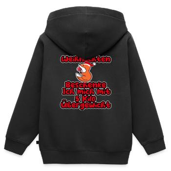 Ich beschenke mich mit 5 Kilo Übergewicht - Kinder Premium Organic Zip Hoodie - Schwarz - Hinten - AI Model Kid Male (0cm)