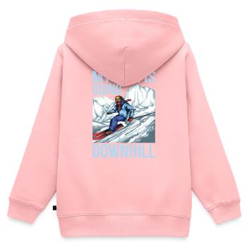 Ski My Life Is Going Downhill Snow Skiing - Kinder Premium Organic Zip Hoodie - Rosa - Hinten - AI Model Kid Female (0cm)