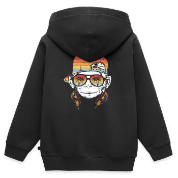 Monkey Cooler Affe DJ Kopfhörer Geschenkidee Party - Kinder Premium Organic Zip Hoodie - Schwarz - Hinten - AI Model Kid Male (0cm)