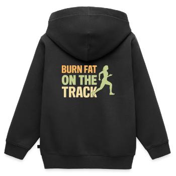 Burn fat on the track Track & field - Kinder Premium Organic Zip Hoodie - Schwarz - Hinten - AI Model Kid Male (0cm)