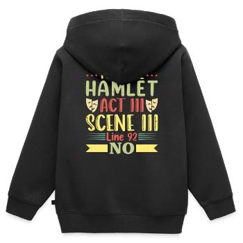 Pour citer Hamlet Act III Scene Theater - Sweat Premium à capuche zippé enfant bio - noir - Dos - AI Model Kid Male (0cm)