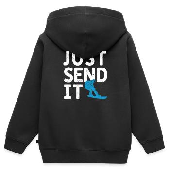 Snowboard Snowboarding Rider Snowboarding Just - Sweat Premium à capuche zippé enfant bio - noir - Dos - AI Model Kid Male (0cm)