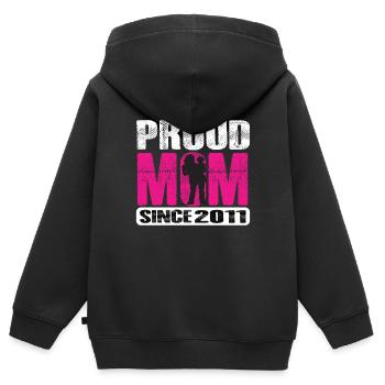 Proud Mom Since 2011 - Kinder Premium Organic Zip Hoodie - Schwarz - Hinten - AI Model Kid Male (0cm)