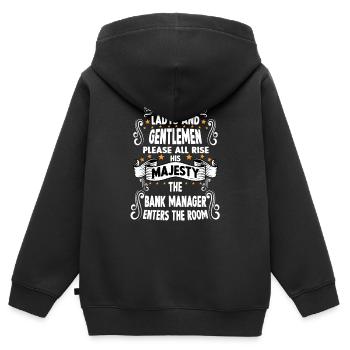 Directeur de banque T drôle de dire Directeur de banque Motive - Sweat Premium à capuche zippé enfant bio - noir - Dos - AI Model Kid Male (0cm)