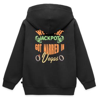 Nous avons touché le jackpot S’est marié à Vegas Retro - Sweat Premium à capuche zippé enfant bio - noir - Dos - AI Model Kid Male (0cm)