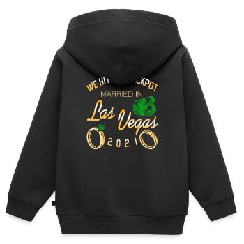 Nous avons touché le jackpot Mariés à Las Vegas 2021 Rétro - Sweat Premium à capuche zippé enfant bio - noir - Dos - AI Model Kid Male (0cm)