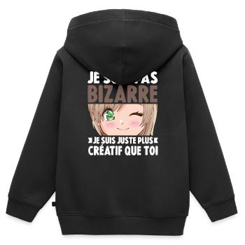 Je ne suis pas bizarre, je suis juste plus créatif - Sweat Premium à capuche zippé enfant bio - noir - Dos - AI Model Kid Male (0cm)