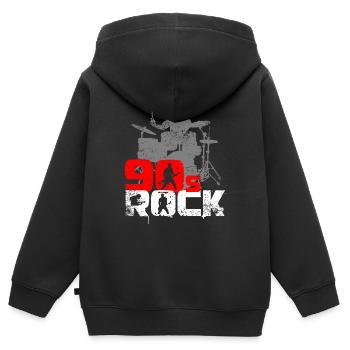 Batteur de musique rock classique des années 90 - Sweat Premium à capuche zippé enfant bio - noir - Dos - AI Model Kid Male (0cm)