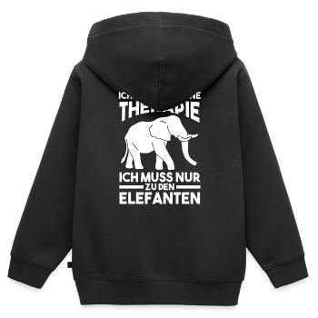 Dickhäuter Rüsseltier Elefant - Kinder Premium Organic Zip Hoodie - Schwarz - Hinten - AI Model Kid Male (0cm)