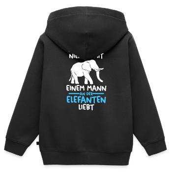 Dickhäuter Rüsseltier Elefant - Kinder Premium Organic Zip Hoodie - Schwarz - Hinten - AI Model Kid Male (0cm)