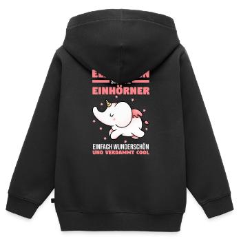 Dickhäuter Rüsseltier Einhorn Elefant - Kinder Premium Organic Zip Hoodie - Schwarz - Hinten - AI Model Kid Male (0cm)
