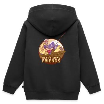 Beste Angelfreunde Beste Angelfreunde Inspiration - Kinder Premium Organic Zip Hoodie - Schwarz - Hinten - AI Model Kid Male (0cm)