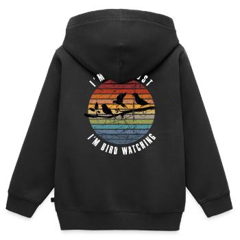 Ornithologie Vogelforschung I'm Not Lost I'm - Kinder Premium Organic Zip Hoodie - Schwarz - Hinten - AI Model Kid Male (0cm)