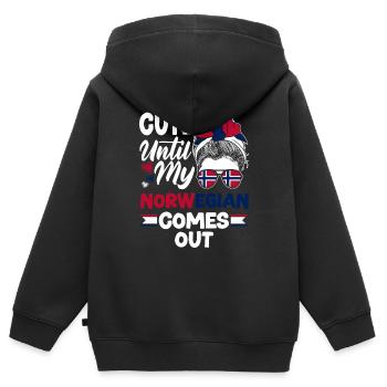 Norwegen Norwegisch süß bis mein Norwegisch kommt - Kinder Premium Organic Zip Hoodie - Schwarz - Hinten - AI Model Kid Male (0cm)