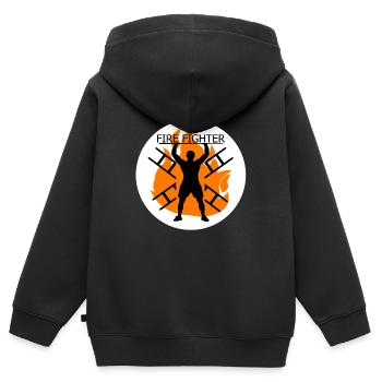 Feuerwehrmann - Kinder Premium Organic Zip Hoodie - Schwarz - Hinten - AI Model Kid Male (0cm)