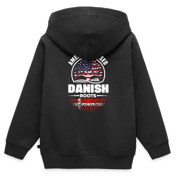 American Raised With danish Roots Denmark Danish - Kids Premium Organic Zip-up Hoodie - black - Back - AI Model Kid Male (0cm)