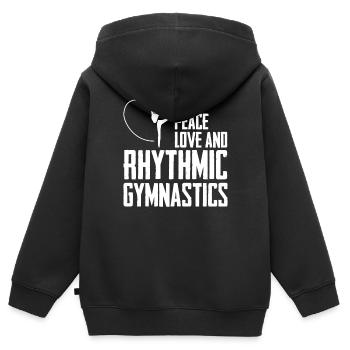 Rhythmische Sportgymnastik Turnen - Kinder Premium Organic Zip Hoodie - Schwarz - Hinten - AI Model Kid Male (0cm)