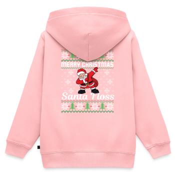 Merry Christmas Santa Floss - Kinder Premium Organic Zip Hoodie - Rosa - Hinten - AI Model Kid Female (0cm)