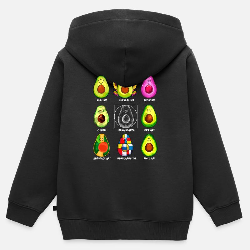 Histoire de l’art Avocats Kawaii - Sweat Premium à capuche zippé enfant bio - noir