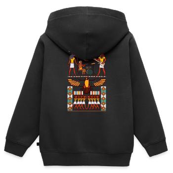 Ägypten Hieroglyphen Pyramide Musik Rock Gitarre - Kinder Premium Organic Zip Hoodie - Schwarz - Hinten - AI Model Kid Male (0cm)