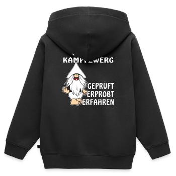 GROßER KAMPFZWERG - Kinder Premium Organic Zip Hoodie - Schwarz - Hinten - AI Model Kid Male (0cm)