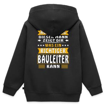 WAS EIN RICHTIGER BAULEITER KANN - Kinder Premium Organic Zip Hoodie - Schwarz - Hinten - AI Model Kid Male (0cm)