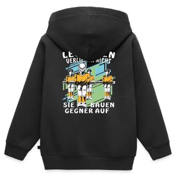 TISCHFUSSBALL LEGENDEN VERLIEREN NICHT - Kinder Premium Organic Zip Hoodie - Schwarz - Hinten - AI Model Kid Male (0cm)