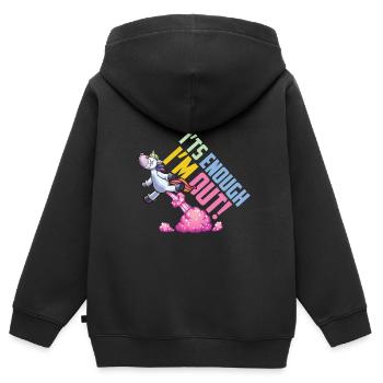 Licorne c’est assez dans le dehors - Sweat Premium à capuche zippé enfant bio - noir - Dos - AI Model Kid Male (0cm)