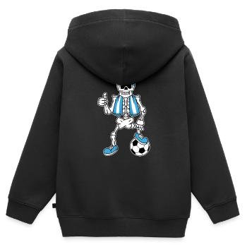 Argentinisches Fußballfan Skelett - Kinder Premium Organic Zip Hoodie - Schwarz - Hinten - AI Model Kid Male (0cm)