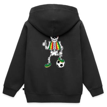 Senegalesisches Fußballfan Skelett - Kinder Premium Organic Zip Hoodie - Schwarz - Hinten - AI Model Kid Male (0cm)