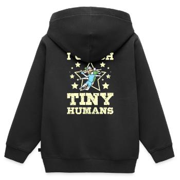 J’entraîne de minuscules humains Handball - Sweat Premium à capuche zippé enfant bio - noir - Dos - AI Model Kid Male (0cm)