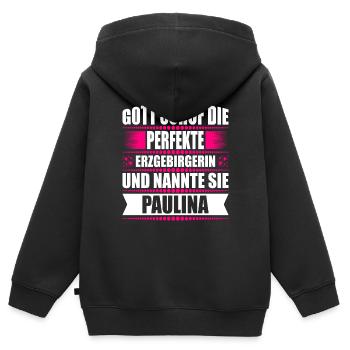 Erzgebirge Frau Namen Sachsen Paulina - Kinder Premium Organic Zip Hoodie - Schwarz - Hinten - AI Model Kid Male (0cm)
