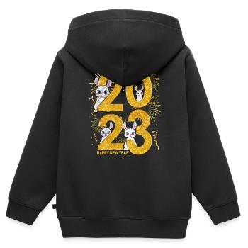 2023 New Years Day Outfit - Happy New Year 2023 - Kids Premium Organic Zip-up Hoodie - black - Back - AI Model Kid Male (0cm)