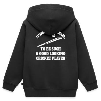 Cricket Cricket Slogan Cricket Fan Slogan Cadeau - Sweat Premium à capuche zippé enfant bio - noir - Dos - AI Model Kid Male (0cm)