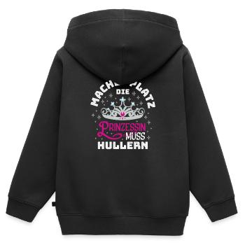 Machet Platz Die Prinzessin Muss Hullern - Kinder Premium Organic Zip Hoodie - Schwarz - Hinten - AI Model Kid Male (0cm)