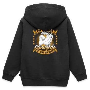 Samojede ist nur ein Haus Samojedenspitz - Kinder Premium Organic Zip Hoodie - Schwarz - Hinten - AI Model Kid Male (0cm)