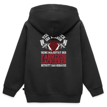 Fahrzeuglackierer betritt Gebäude Autolackierer - Kinder Premium Organic Zip Hoodie - Schwarz - Hinten - AI Model Kid Male (0cm)