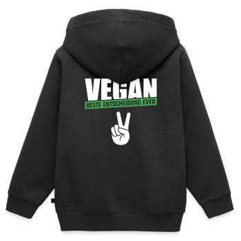 Vegan Beste Entscheidung ever - Kinder Premium Organic Zip Hoodie - Schwarz - Hinten - AI Model Kid Male (0cm)
