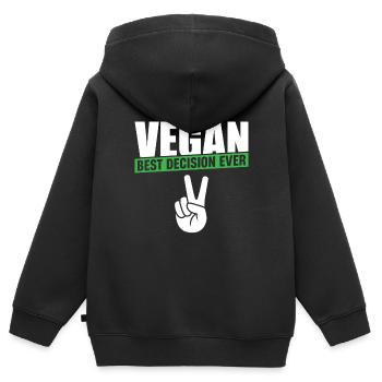 Vegan Best Decision Ever - Kids Premium Organic Zip-up Hoodie - black - Back - AI Model Kid Male (0cm)