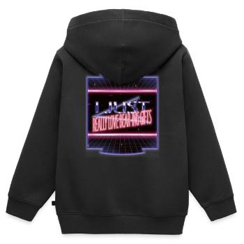 cool funny gym funny quote funny dinosaur moon - Kinder Premium Organic Zip Hoodie - Schwarz - Hinten - AI Model Kid Male (0cm)